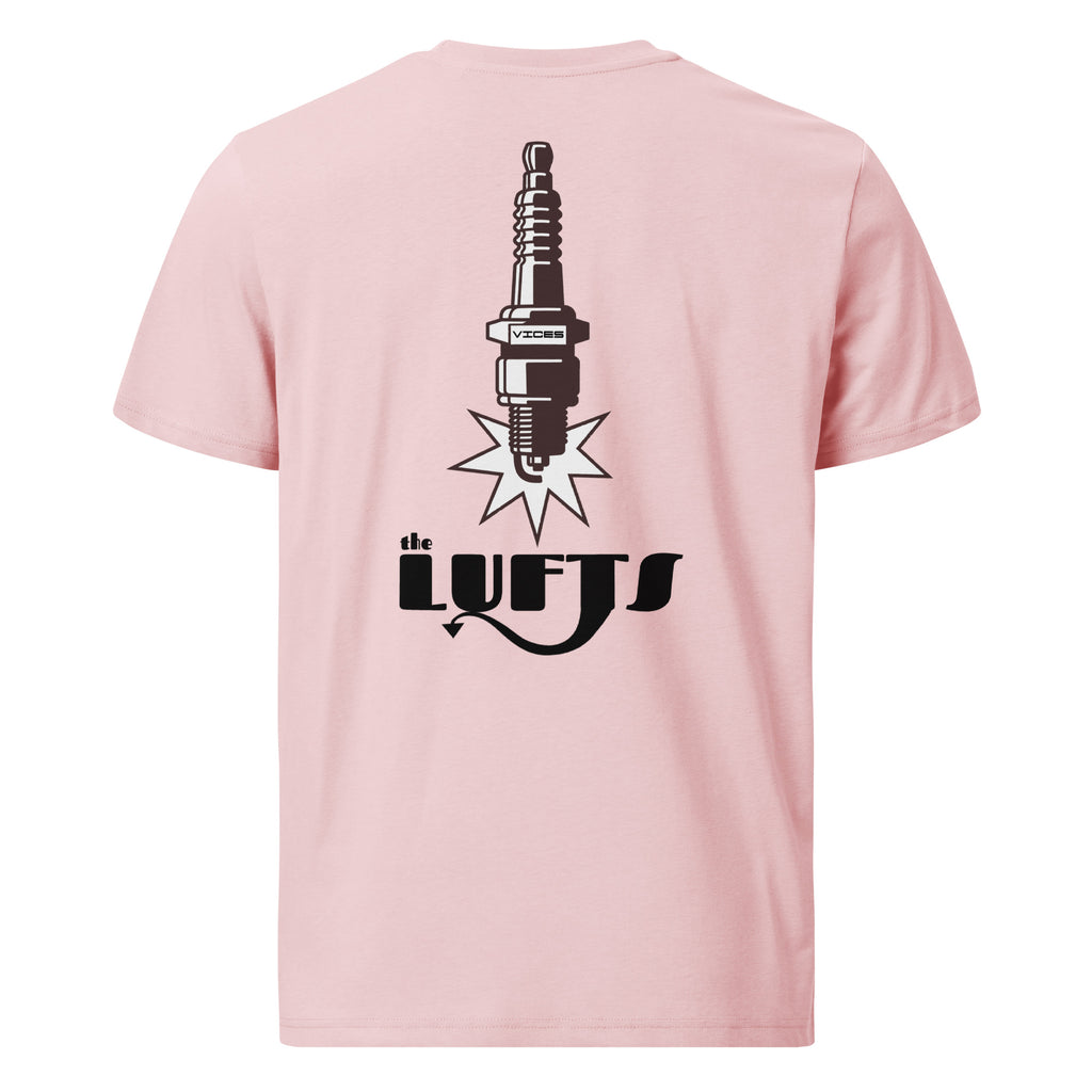 Back view of The Lufts Classic Logo T-Shirt in cotton pink by Vintage Vices