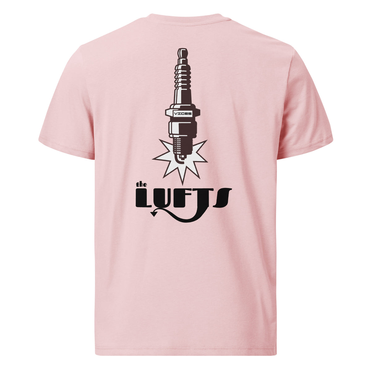 Back view of The Lufts Classic Logo T-Shirt in cotton pink by Vintage Vices