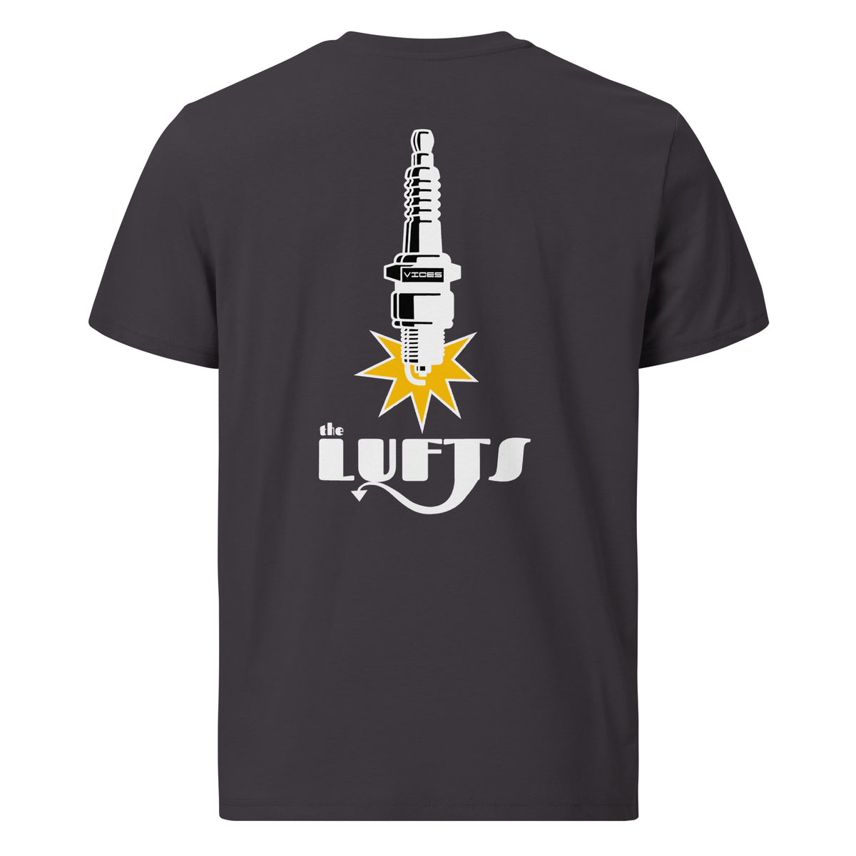 Back view of The Lufts Classic Logo T-Shirt Dark in anthracite by Vintage Vices