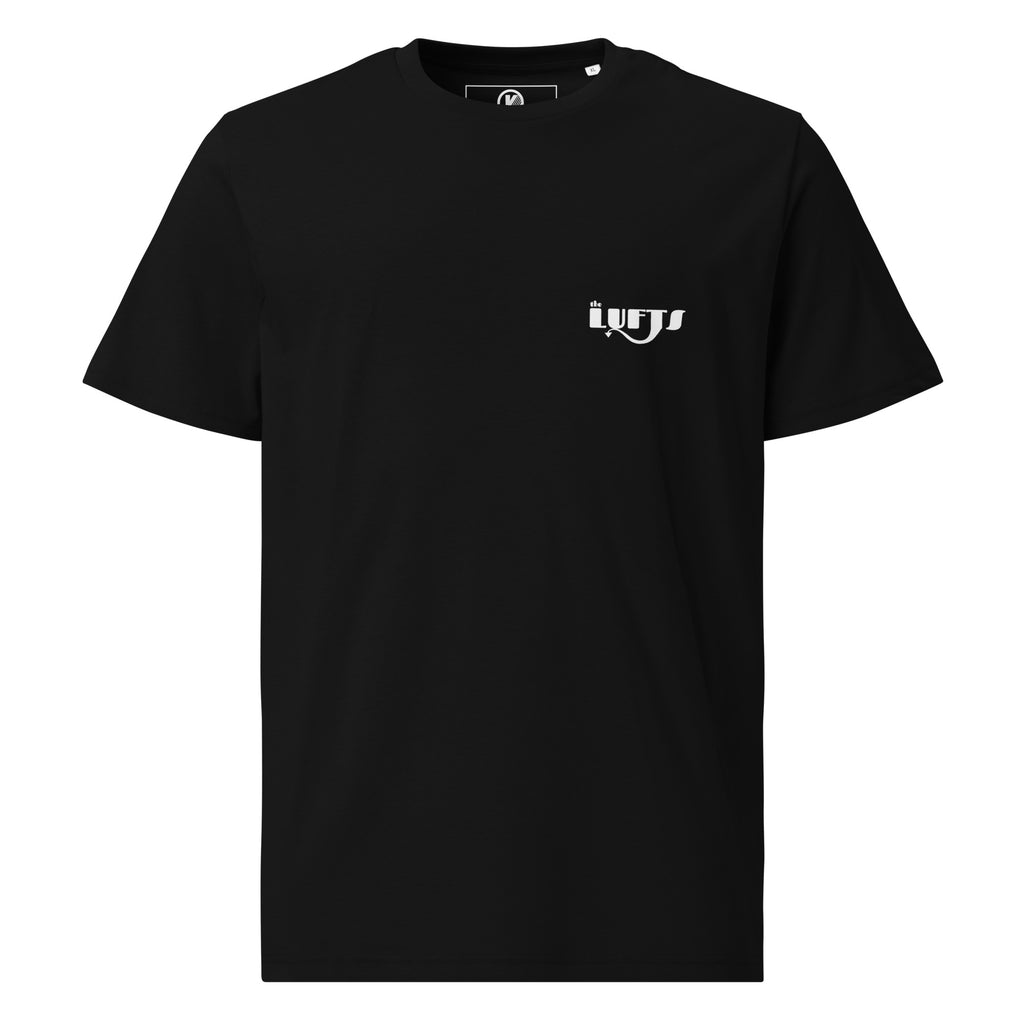 Front view of The Lufts Classic Logo T-Shirt Dark in black by Vintage Vices
