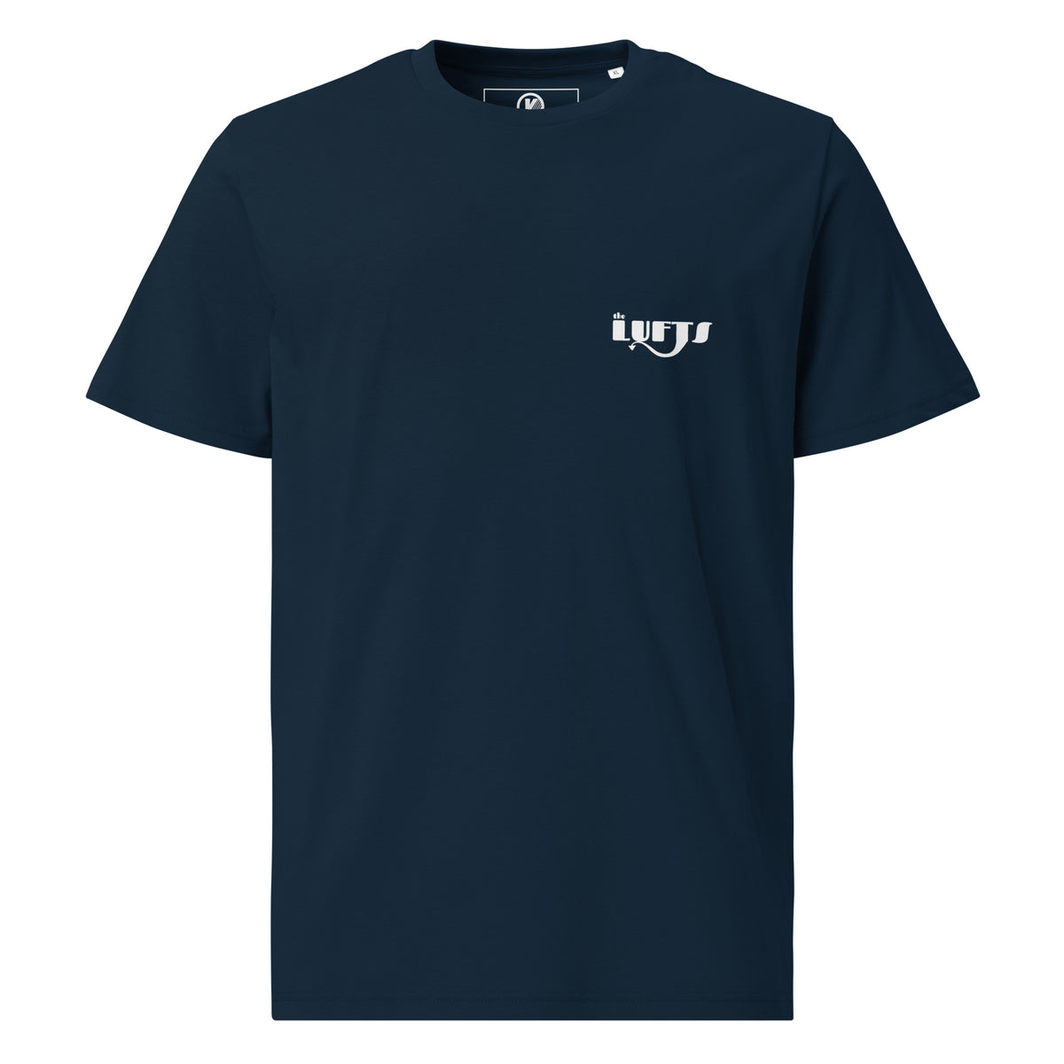Front view of The Lufts Classic Logo T-Shirt Dark in French navy by Vintage Vices