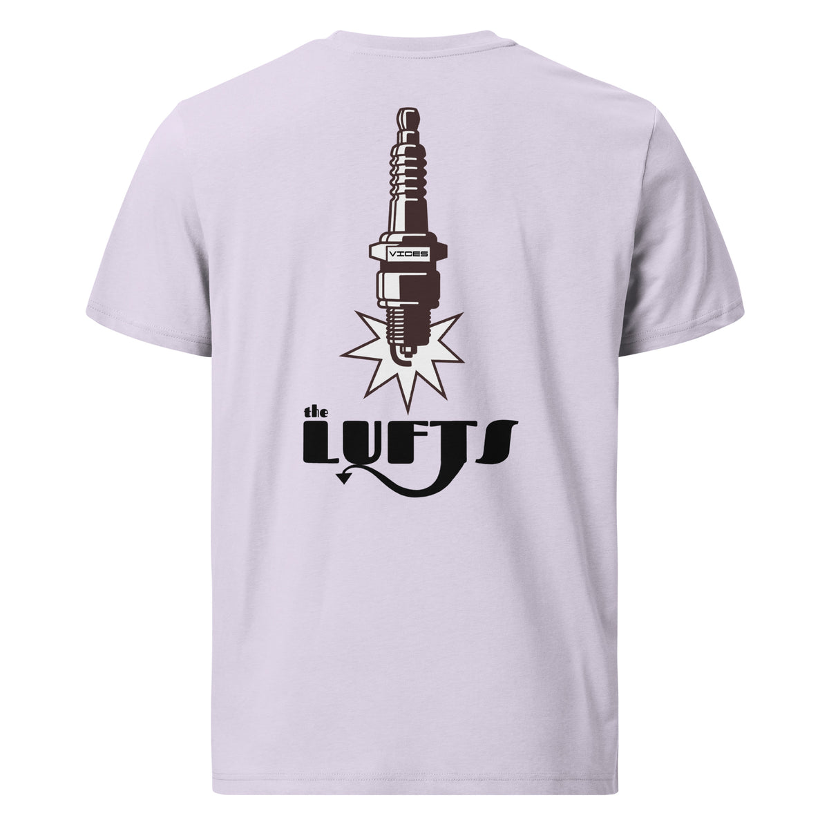 Back view of The Lufts Classic Logo T-Shirt in lavender by Vintage Vices
