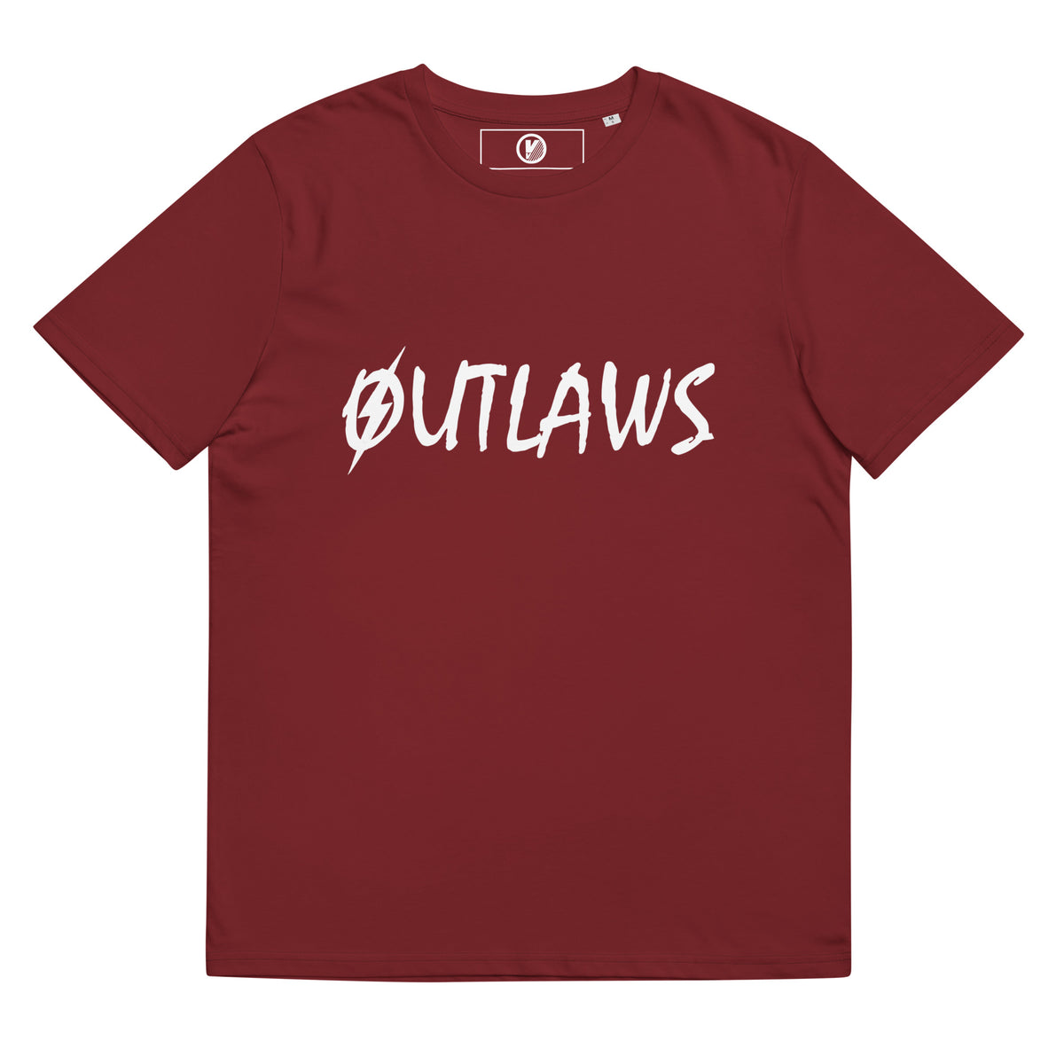 Front view of The Outlaws Botox T-Shirt in burgundy by Vintage Vices