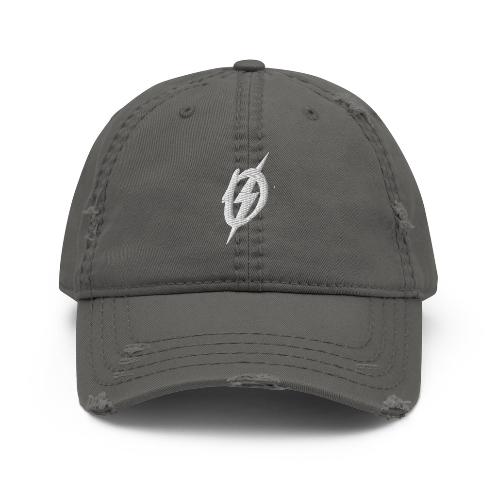 Front view of The Outlaws Classic Logo Hat in charcoal grey by Vintage Vices