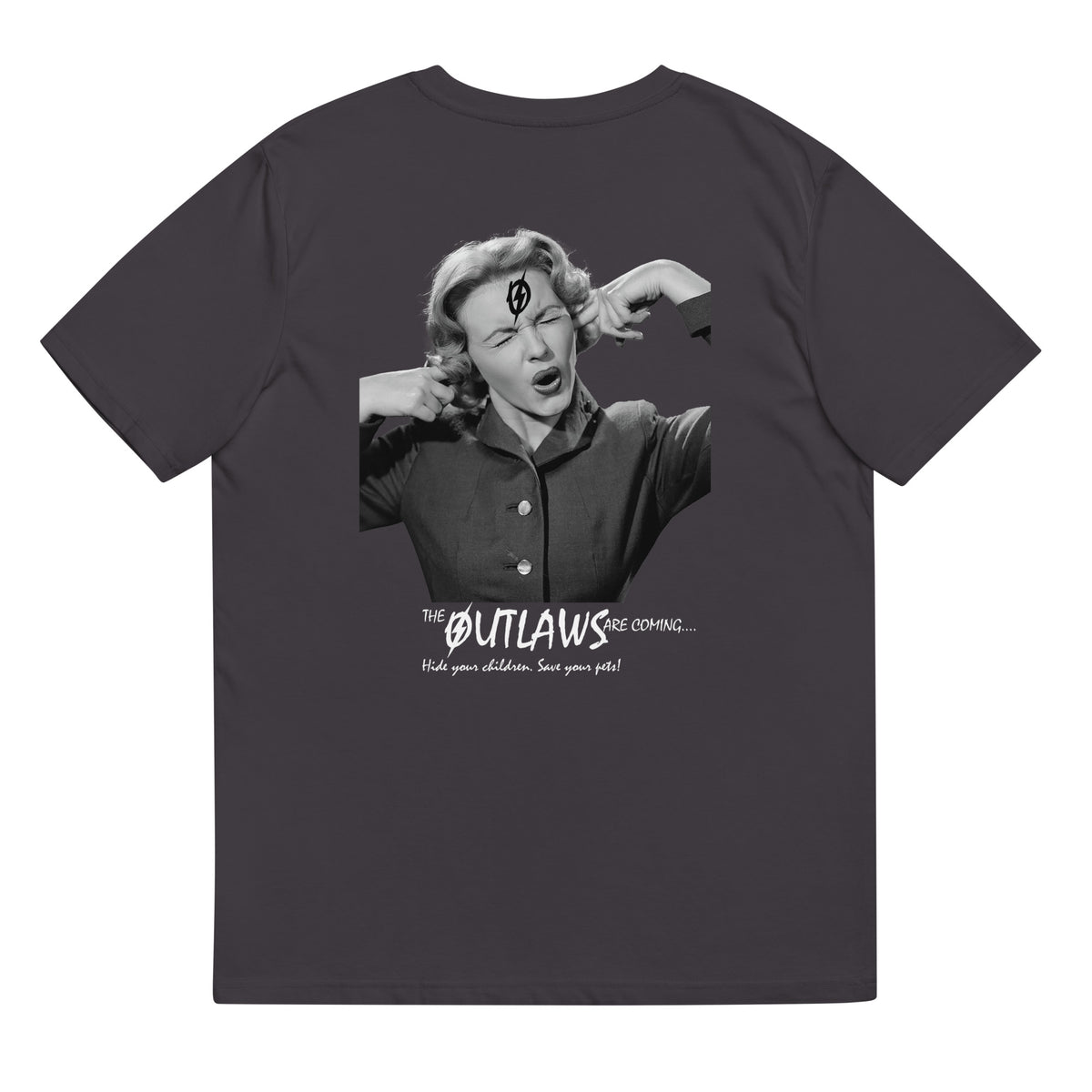 Back view of The Outlaws Scream 2 T-Shirt in anthracite by Vintage Vices
