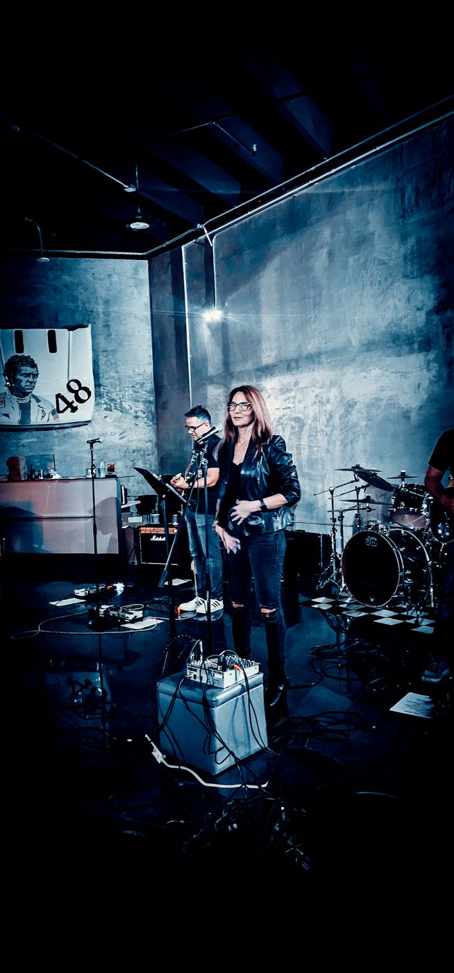The full stage in blue light